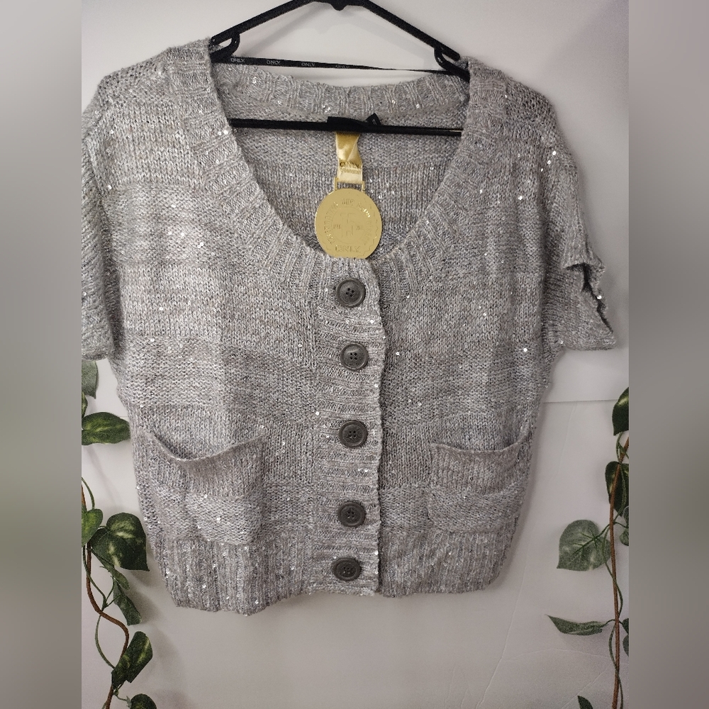 Only Love Collection Gray Glitter Sweater Small